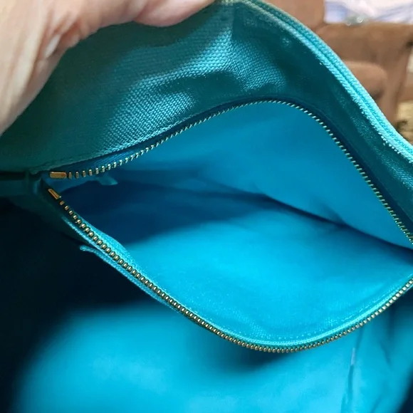 Prada Turquoise Studded Canvas Tote with Detachable Strap COA - Picture 9 of 16